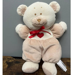 Hobby Lobby‎ Cream Teddy Bear with Red Heart & Neck Bow Plush